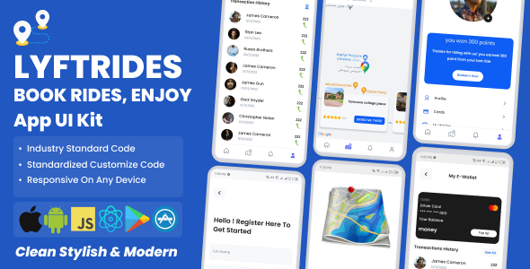 Lyft - Ride Booking App React Native CLI Ui Kit
