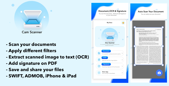 Doc Scanner - PDF Scanner Doc | SWIFT | ADMOB | READY TO SUBMIT