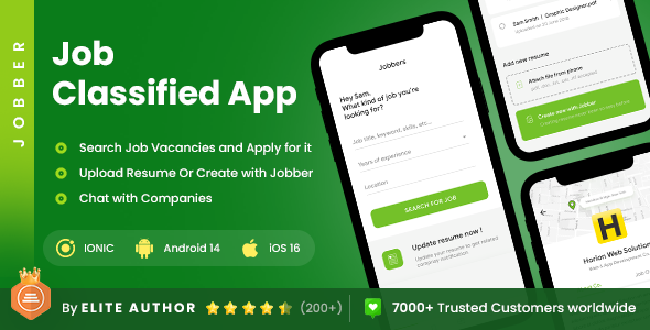 2 App Template| Job Classifieds App| Job Searching App| Recruitment Portal | Job Finding App| Jobber