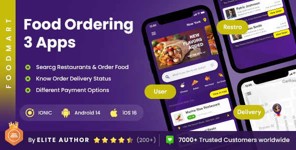 2 App Template| Multi Restaurant Food Ordering App| Online Food Delivery App| Food App |Foodmart