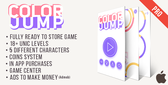 Color Jump PRO (iOs) Color Switch like Game + Easy To Reskine + AdMob