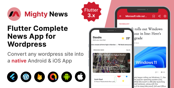 Mighty News - Flutter News App with Wordpress backend