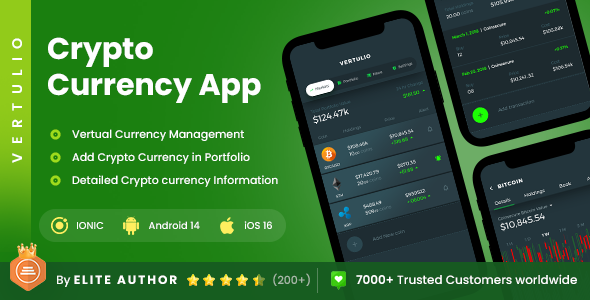 2 App Template| Cryptocurrency App | Crypto Price Chart | Crypto Wallet | NFT Tracker App | Vertulio