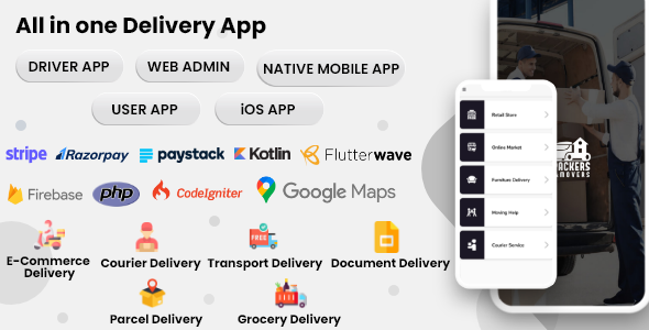 Delivery Service App | Logistics | Warehousing | Inventory | Packers and Movers | Template