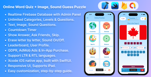 Online Word Quiz + Image Guess + Sound Guess Puzzle Game for iOS