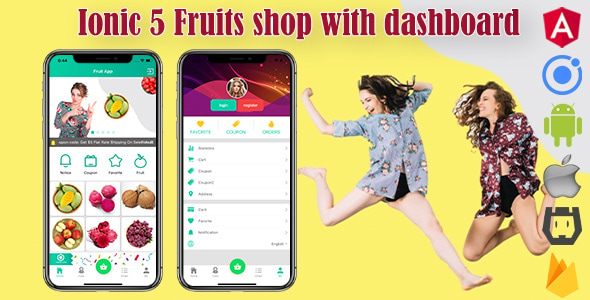 Ionic 5 Fruits Commerce Shop App V2 with Firebase/Admin Backend