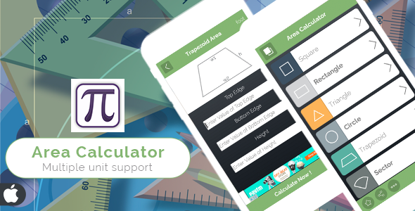 Area Calculator for iOS - Full Application with PSD