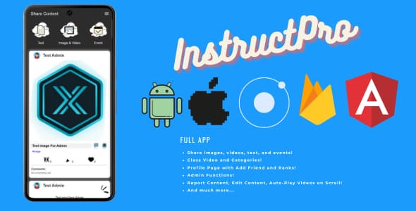 InstructPro: Empowering Online Instructors / Full App / Ionic 8 - Angular 16 / (Android + IOS)