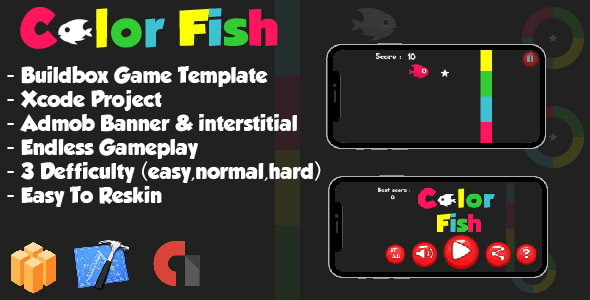 Color Fish - Xcode ios Project & Buildbox Game Project (64bit)