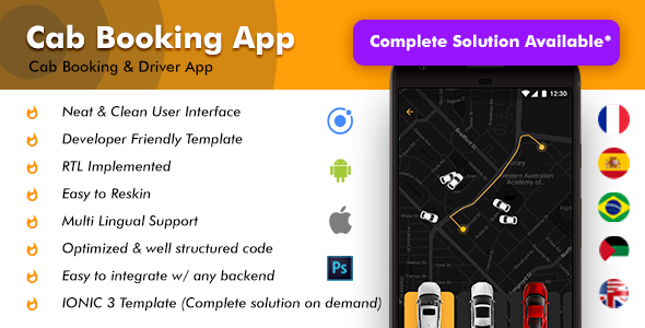 4 App Template| Taxi App | Cab Booking App| Rider App| Driver App| Qcabs