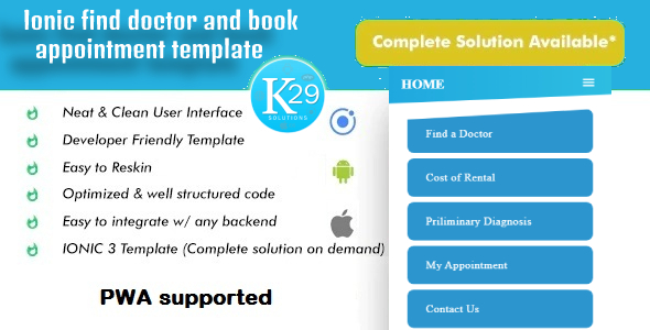Find and book doctor appointment booking ionic app template android - IOS
