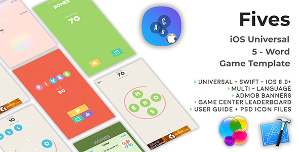 FIVES | iOS Multi Language Word Game Template (Swift)