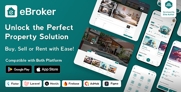 eBroker - Real Estate Property Buy-Rent-Sell Flutter app with Laravel Admin Panel | Web Version