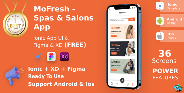 Spas & Salons App ANDROID + IOS + FIGMA + XD | UI Kit | Ionic | MoFresh