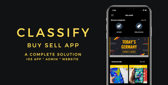 Classify - Classified ads iOS App + admin panel + website (Olx,Mercari,Offerup,Carousell,Buy Sell)