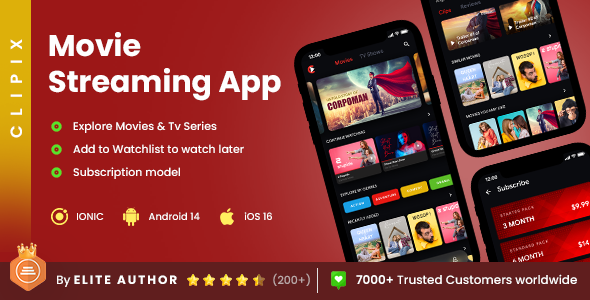 2 App Template| Movie App| Web Series App| Online Video Streaming App| OTT App| Clipix