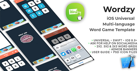 Wordzy | iOS Universal Multi-Language Word Game Template (Swift)