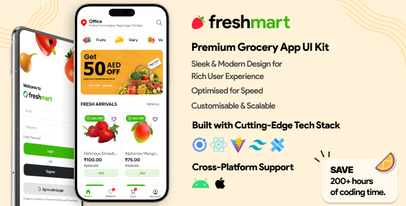 Freshmart Ecommerce Grocery Android & iOS App Template | Ionic React UI Kit