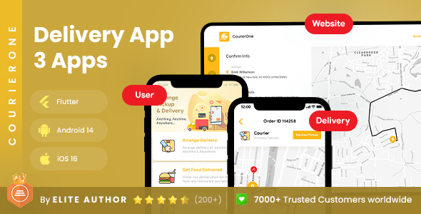 5 App Template| Courier App| Peer to Peer Parcel Delivery | Food Grocery Logistics App | Courierone