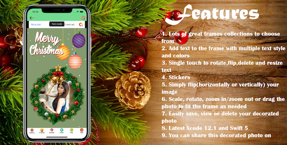 Christmas Photo Frame (Support iOS version 17 and Swift 5)