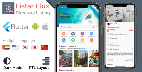 Listar Flux - mobile directory listing app template for Flutter