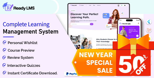 Ready LMS - Complete Learning Management System Websites, Mobile app with Admin panel