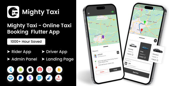 Taxi - Flutter Online Taxi Booking Full Solution with Bidding | User | Driver | Admin Laravel Panel