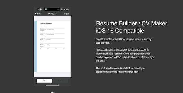 Resume Builder / CV Maker iOS 16 Compatible