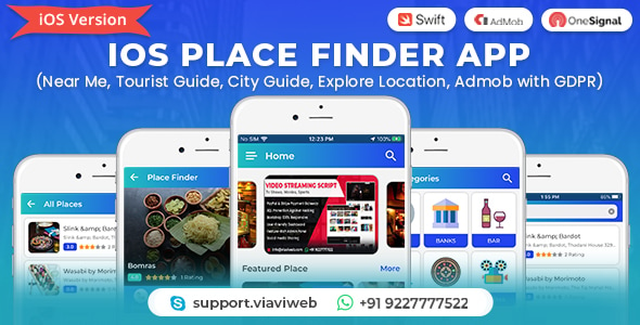 iOS Place Finder (Near Me,Tourist Guide,City Guide,Explore Location, Admob with GDPR)