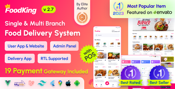 FoodKing - Restaurant Food Delivery System with Admin Panel & Delivery Man App | Restaurant POS