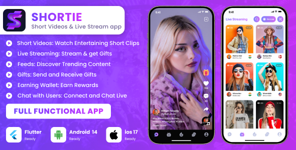 Shortie - Short video & Live streaming app with admin panel | Android & iOS | Tiktok Clone