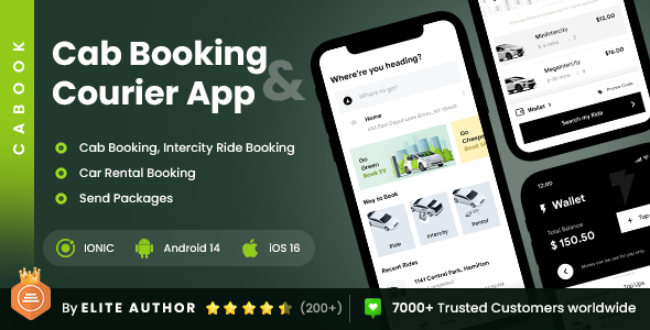 2 App Template | Cab Booking App | Courier App | Car on Rent App | Parcel Delivery App | Cabook