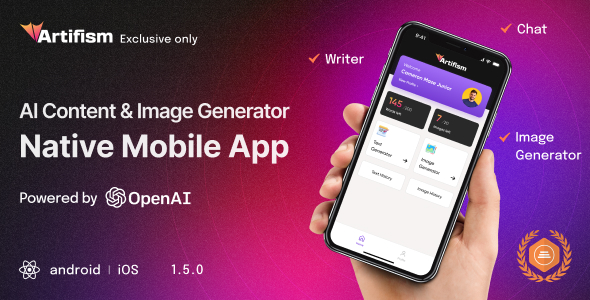 Artifism - OpenAI | ChatGPT Content & Image Generator Mobile App