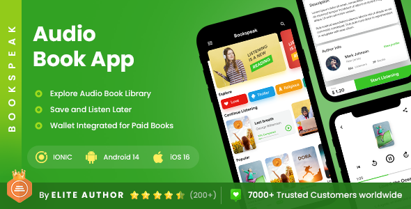 2 App Template| Audiobook App| Online Library App| eBook App| Podcast App| Bookspeak