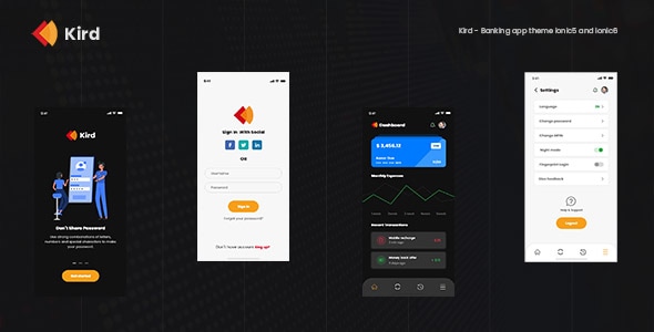 Kird - Banking app theme with ionic5 and ionic6