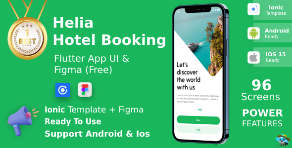 Helia Hotel Booking ANDROID + IOS + FIGMA | UI Kit | Ionic