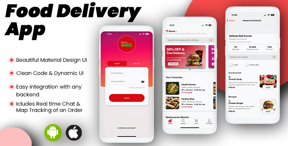 Ionic 8 Customer Food Delivery App UI Template (Standalone & NgModule)