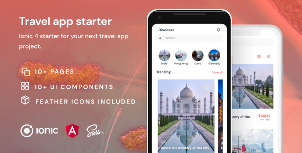 Travel App | Ionic 4 | Angular | UI Theme | Template App | Starter App & Components