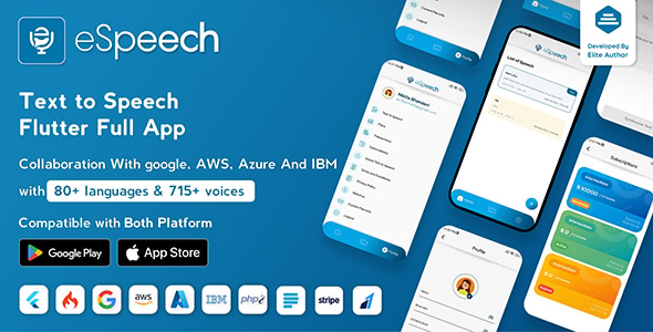eSpeech - AI Text to Speech Flutter Full App