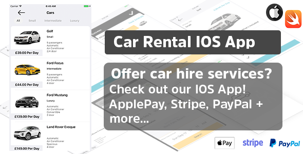 CarRento - Car Hire Rental Services Template IOS App Written in Swift 3 XCode Native