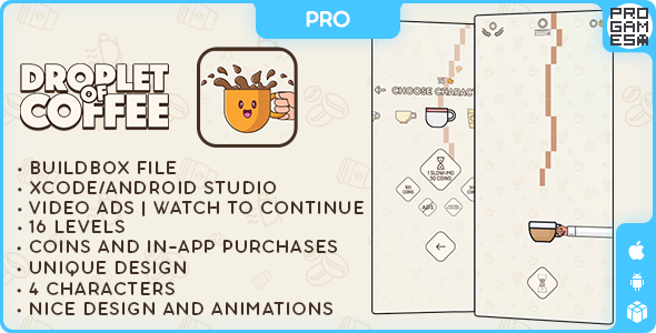 Droplet of Coffee (PRO) - BUILDBOX CLASSIC - IOS - Android - Reward video