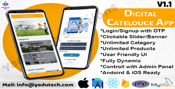 Multipurpose Digital Catalogue Android & iOS App with Website and Admin Panel V1.1