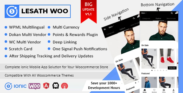 Lesath - Ionic 5 Woocommerce Full Mobile App Solution for iOS & Android with App Builder Plugin