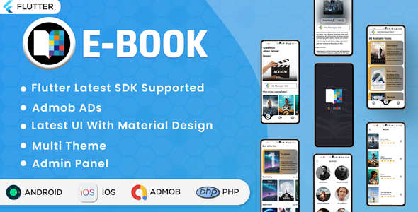 Flutter EBook App (Online eBook Reading, Download eBooks,Books App) Pdf and Epub Supported | v9.0