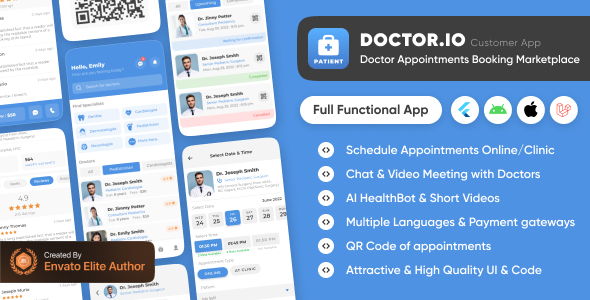 Doctor.io : Book Doctor Appointment, Online Diagnostic, Multi-Vendor App with Admin Panel