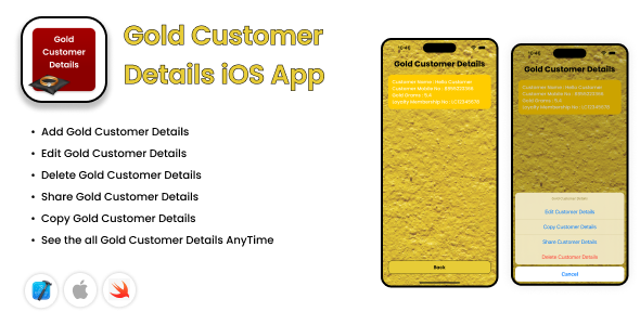 Gold Customer Details - Customer Data Entry iOS App