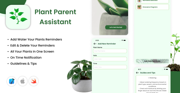 Plant Parent Assistant - iOS App - Water Reminder For Plants - Plants Care Guidance - Tips