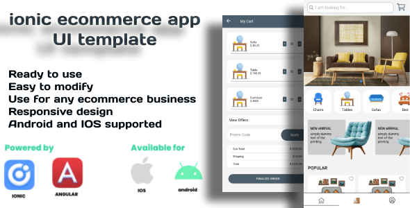 Ionic Furniture App UI Template (Ecommerce app UI)