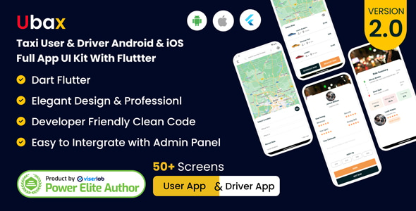 Ubax - Biggest Ride Sharing Flutter Full App UI Kit