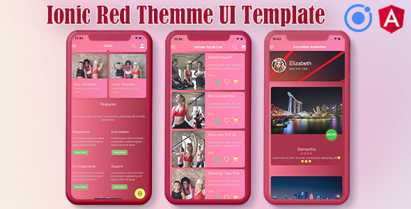 Ionic 5 / Angular 8 Red UI Theme / Template App | Starter App